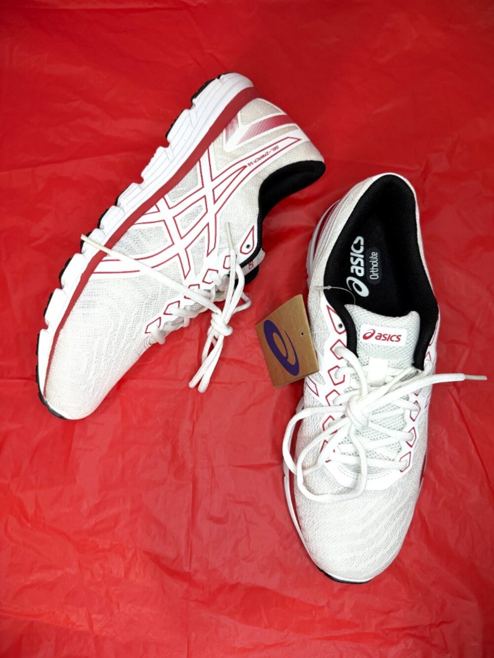 ASICS GEL-Zaraca 5 B Brilliant White/Classic Red Running Shoes Men's Size 10